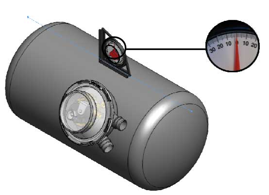 tank is horizontally set at 0 degrees